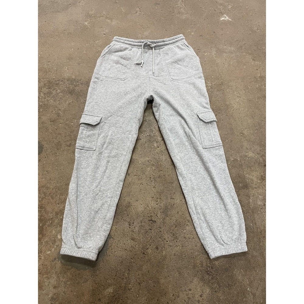 AS Revival Pants Womens Small Gray Fleece Cargo Joggers Elastic Waist Sweatpants